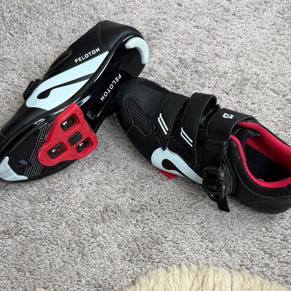 Peloton Black and Red Cycling Shoes